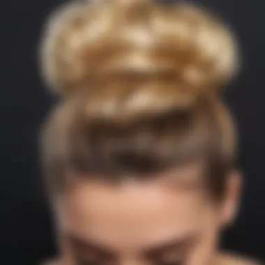 Close-up of application technique for bun extensions