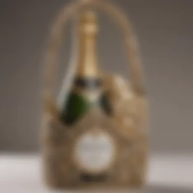 Close-up of intricate craftsmanship on a champagne bottle purse