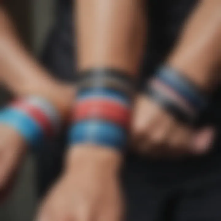 Aesthetic presentation of various compression wristband styles