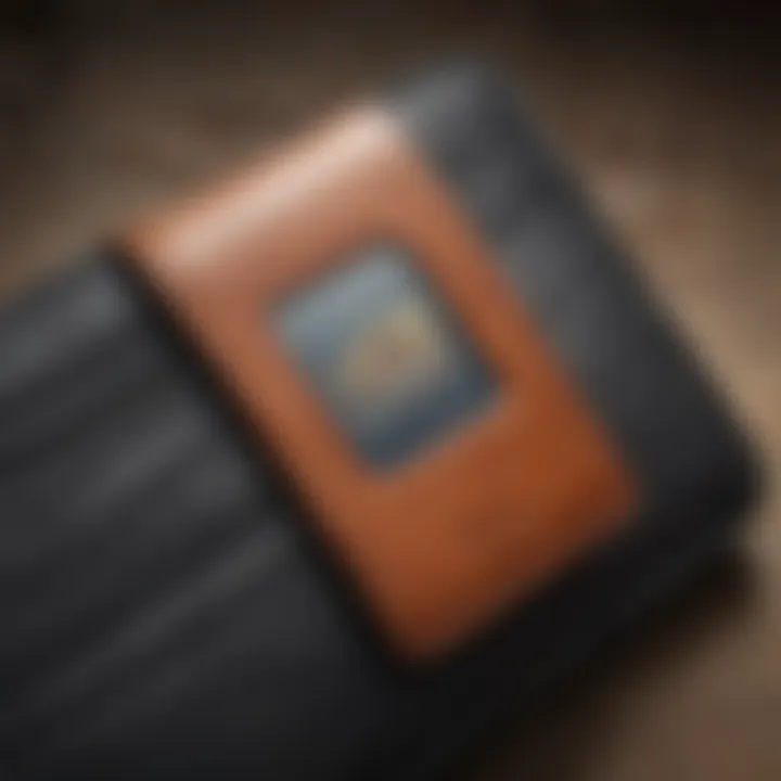 Close-up of premium materials used in wallets with ID windows