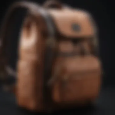 Close-up of unique materials used in a luxury backpack