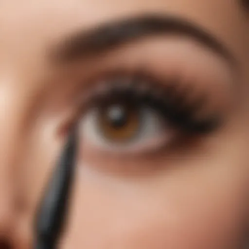 Close-up view of mascara with a comb brush highlighting its unique design