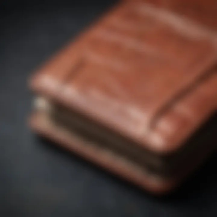 Close-up of wallet material highlighting texture and craftsmanship