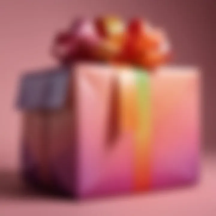 A beautifully wrapped gift showcasing ombre wrapping paper in vibrant hues