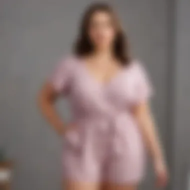 An online shopping interface showcasing plus size rompers