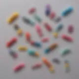 Close-up of colorful hair clips arranged artistically