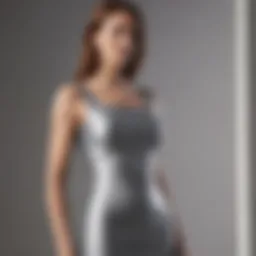 Elegant square neck tank dress on a mannequin showcasing its design.