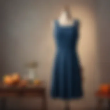 Seasonal wardrobe display incorporating square neck tank dress.