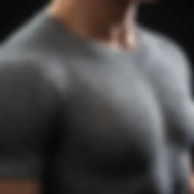 A close-up view of a body compression shirt showcasing its fabric texture