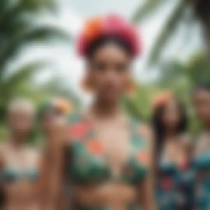 Group of diverse models showcasing various tropical styles