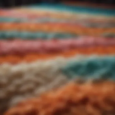 A close-up of the intricate weaving patterns of a flokati blanket, highlighting its craftsmanship.