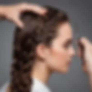 Close-up of a user effortlessly creating a French braid with a helper tool