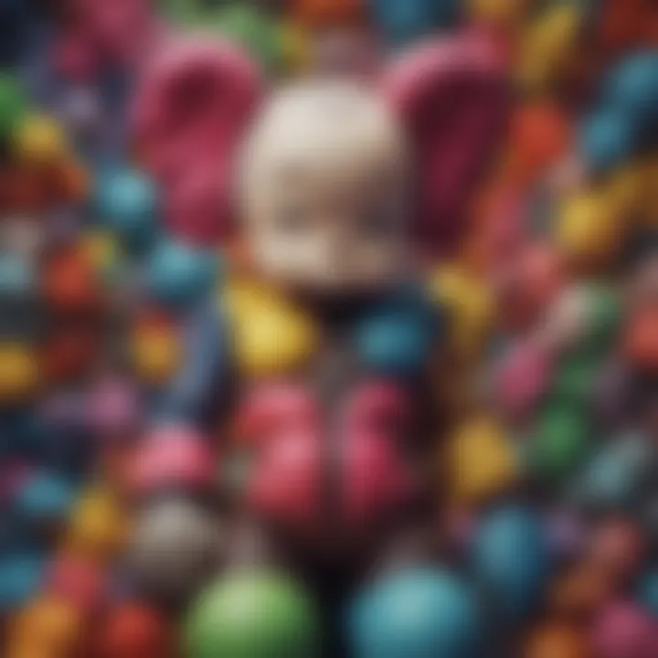 A vibrant Kaws painting showcasing his unique characters and colors