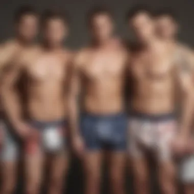 A stylish display of loose boxers with faces arranged artistically.