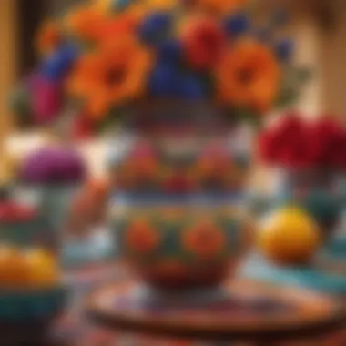 An artistic display of vibrant colors and patterns typical of Mexican decor