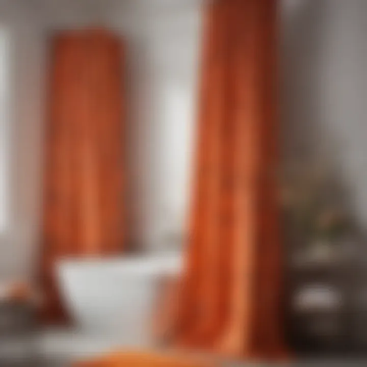 Stylish bathroom featuring orange floral shower curtain