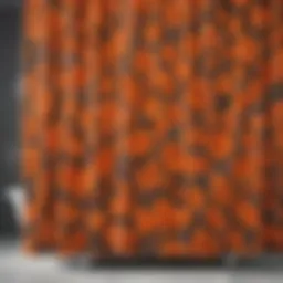 Vibrant orange floral shower curtain enhancing bathroom decor