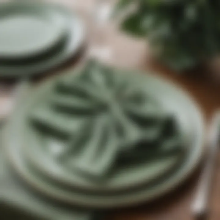 Elegant sage green paper dinner napkins on a beautifully set table