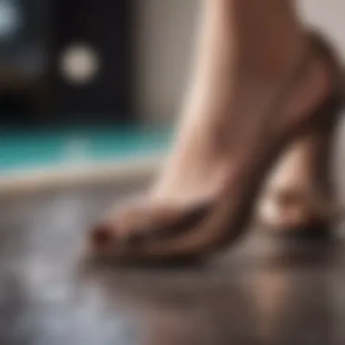 Close-up of luxurious materials used in closed flat shoes