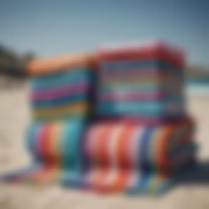 A collection of oversized Turkish beach towels showcasing various colors and designs