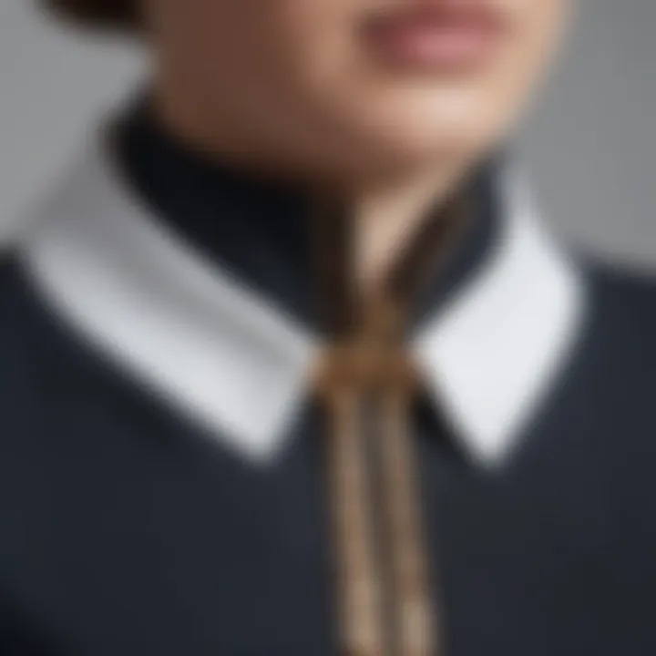 Close-up of zipper collar details showcasing craftsmanship